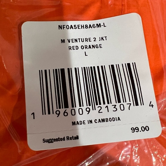 The North Face Men's Venture 2 Dryvent Waterproof Rain Jacket Shell - NWT Orange - Picture 3 of 3